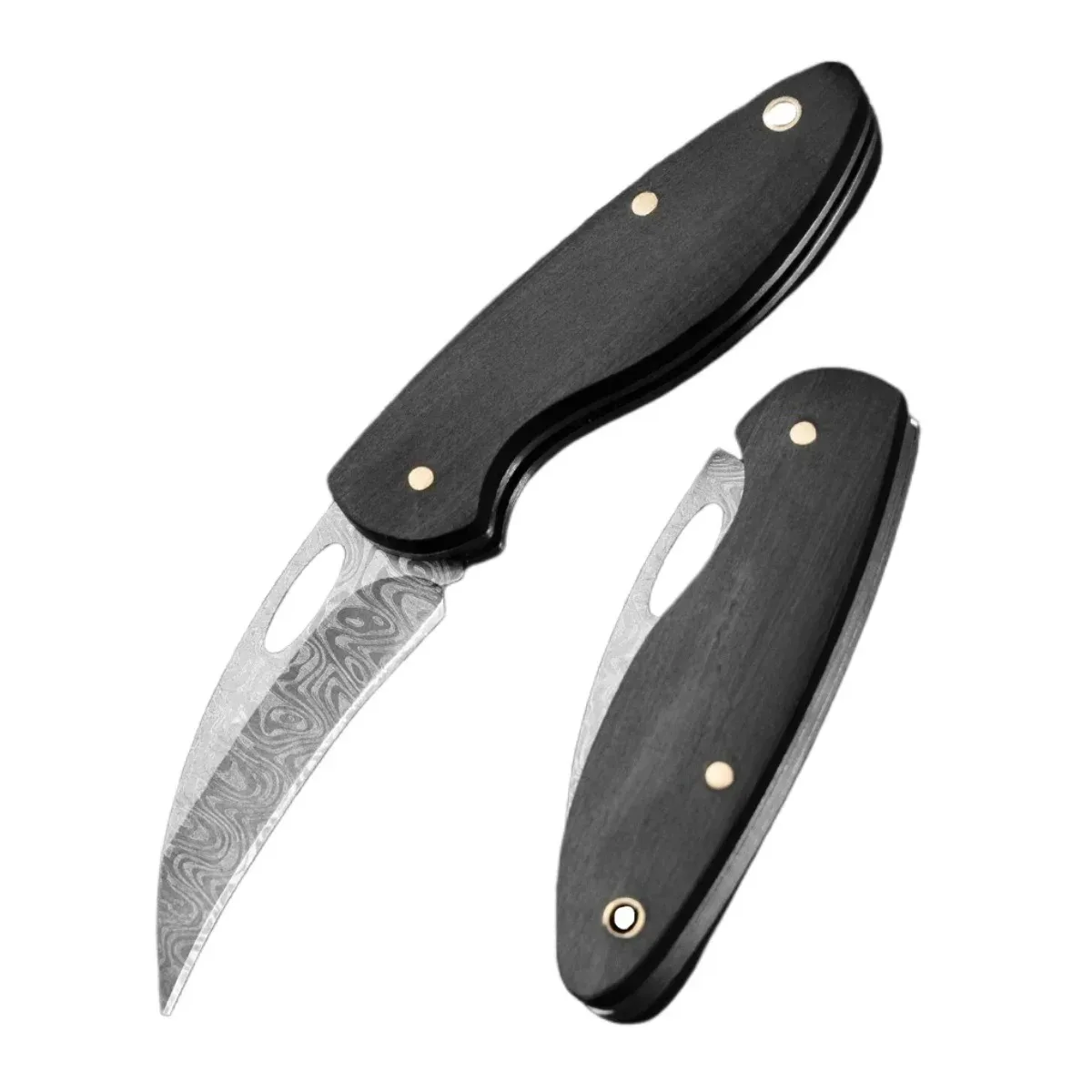 Damascus Folding Knife, Mini Keychain Utility Tool for Camping, Fruit Cutting & Daily Tasks, Compact Stainless Steel