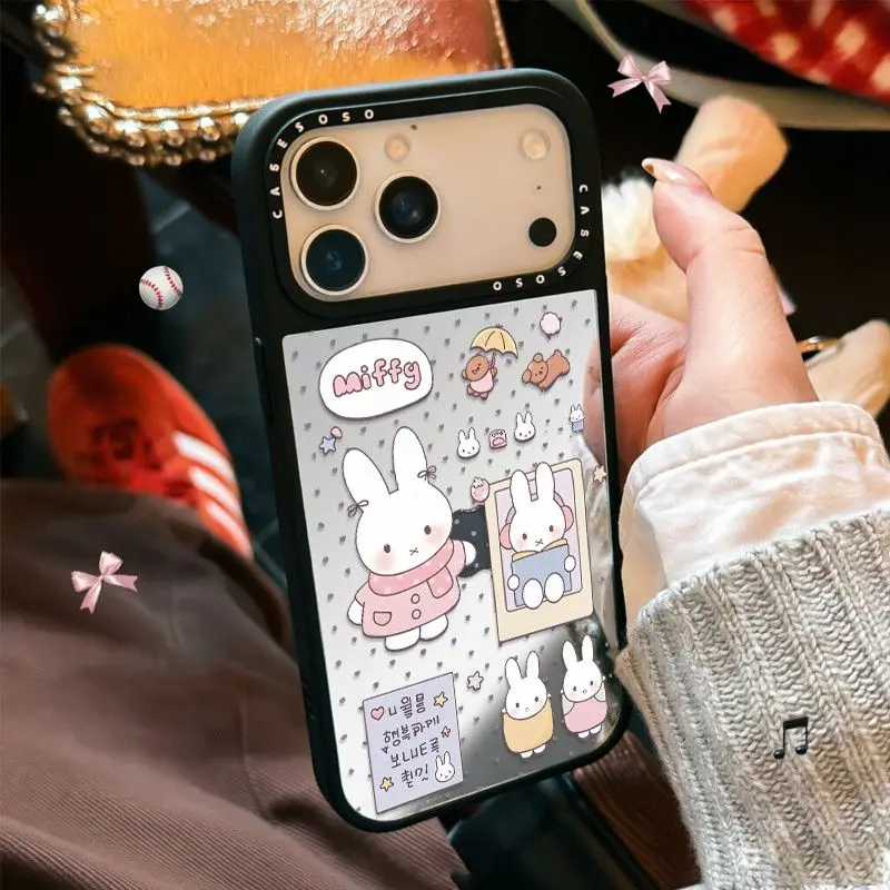 Cartoon Kawaii New Style Applicable To Apple18 Phone Case Mirror Surface Drop-resistant Good Heat Dissipation Ultra-thin Miffy