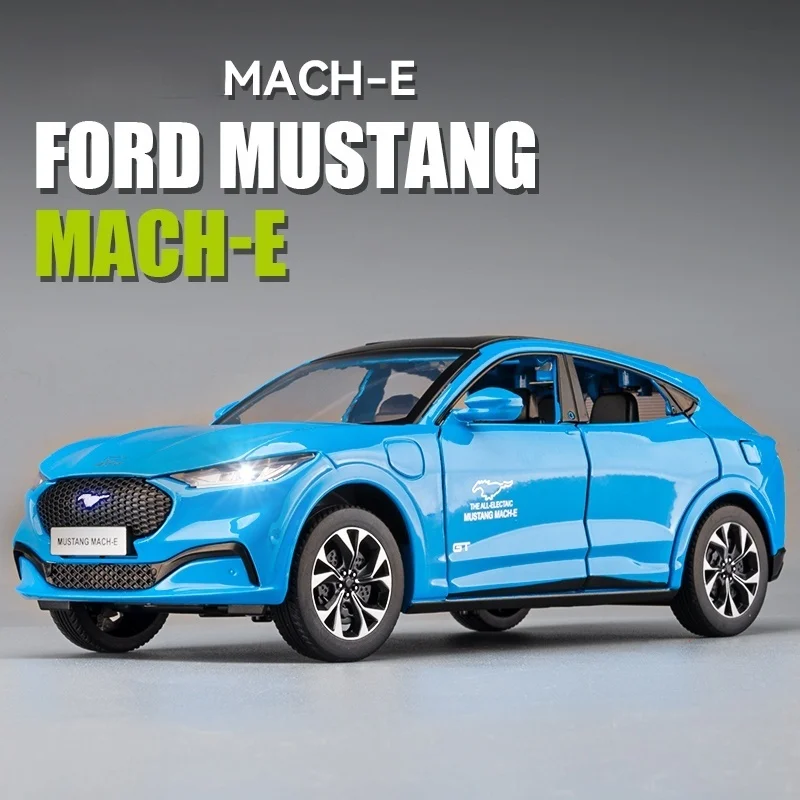 

1:24 Alloy Ford Mustang Electric Horse Mach-E New Energy Car Model Diecast Metal Sports Car Model Sound Light Kids Toys Gift