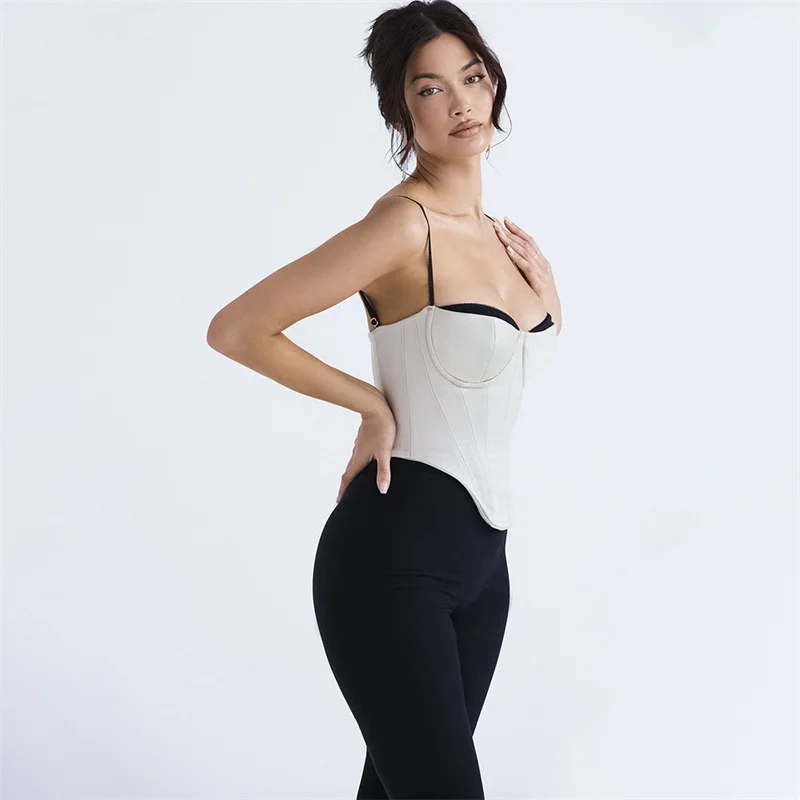 Corset soutien-gorge pour femmes, blanc, noir, sangle sexy, fibre, décontracté, 03/Streetwear, tenue de fête