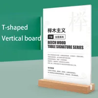 A4 A5 A6 Wooden L-Shaped T-Shaped Strong Table Card Double-Sided Label Display Card Holder Table Paper Holder Display Holder 3