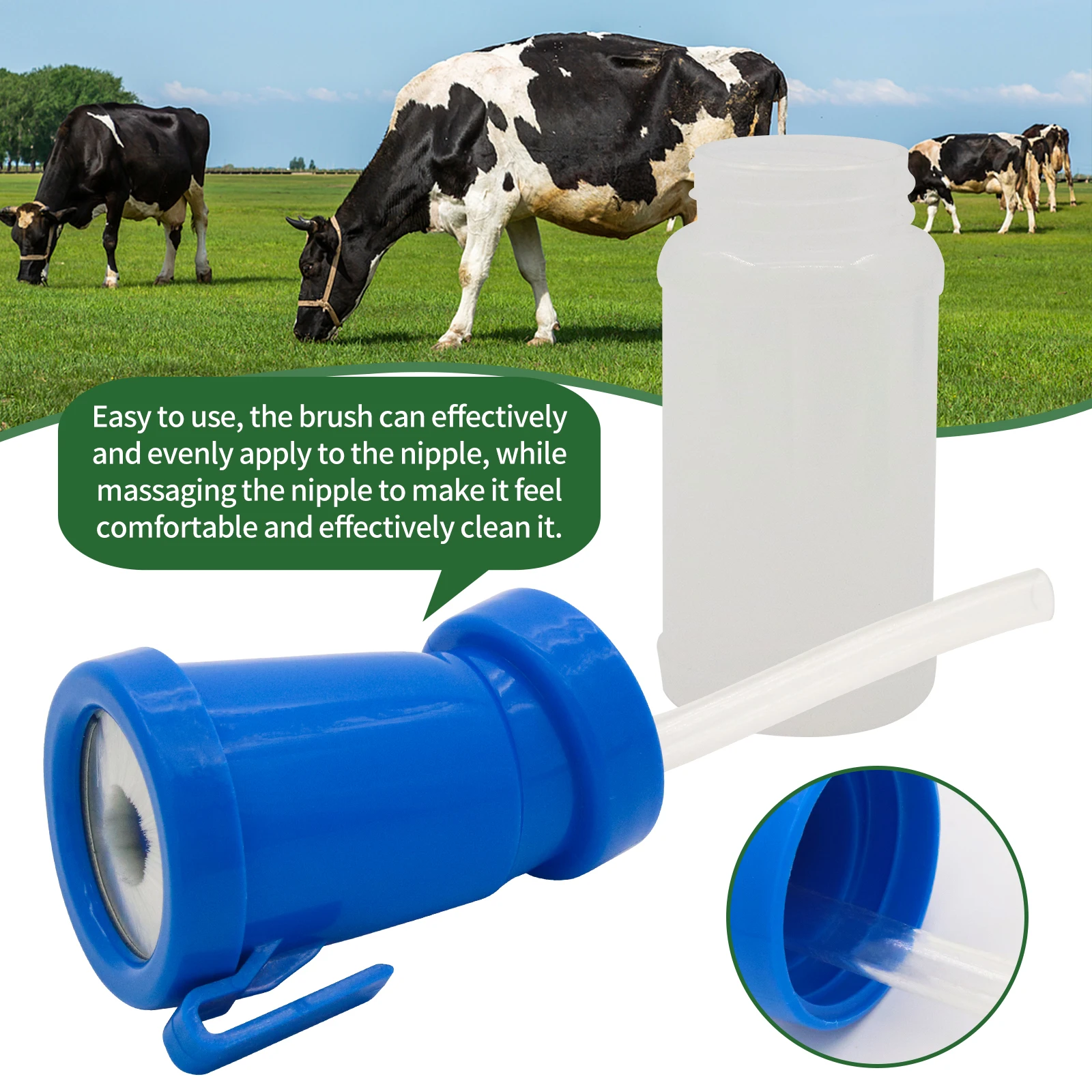 Plastic Teat Dip Cup with Brush Non Reflow Nipple Cleaning Disinfection Dip Cup for Cow Sheep Goat Portable Livestock Supplies