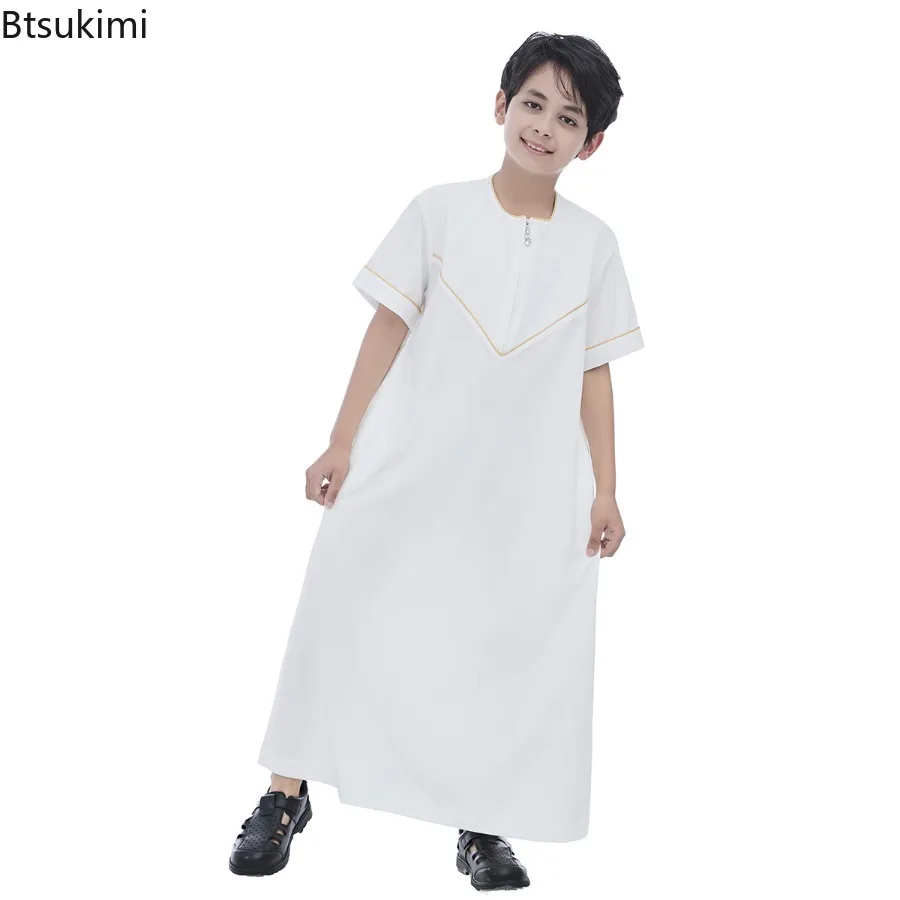 

Новая мусульманская одежда для детей: Арабская роба для мальчиков (Дишдаша), Абайя, Кафтан, Молитвенное платье, Исламская одежда из Дубая, Подростковое платье