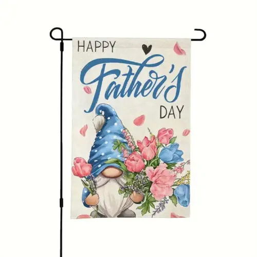 Happy Father's Day Garden Flag 12x18in Cute Novelty Yard Flag Blue Gnome