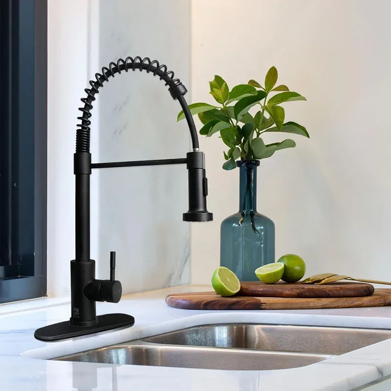 

Nickel/Black 304 Stainless Steel Pull-out Kitchen Sink Faucet Deck Mounted 360° Rotation Stream Sprayer Nozzle Kitchen Sink Tap