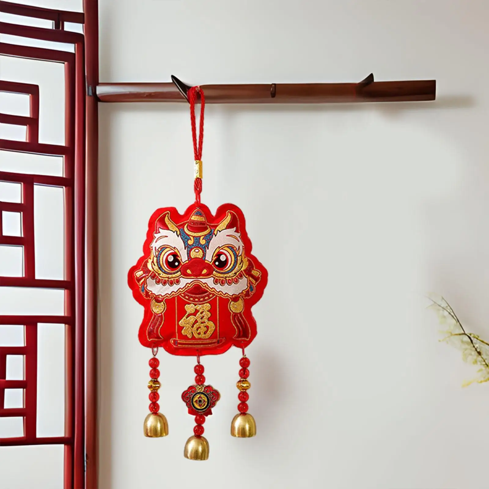 Chinese New Year Hanging Ornament Wind Chime 14inch Long Traditional 2024 Lunar Year for Sofa Walls Decor Lightweight Accessory