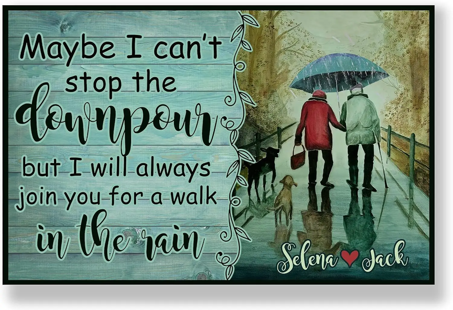 Maybe I Can'T Stop The Downpour Grandparent In Rain Old Couple Husband & Wife Poster For Home Cafe Bar Garage Metal Sign sign