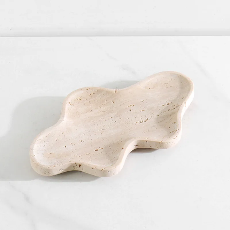 Wabi Sand Wind Creative Irregular Natural Travertine Decoration Tray Home Ornament Desktop Jewelry Fruit Storage Tray
