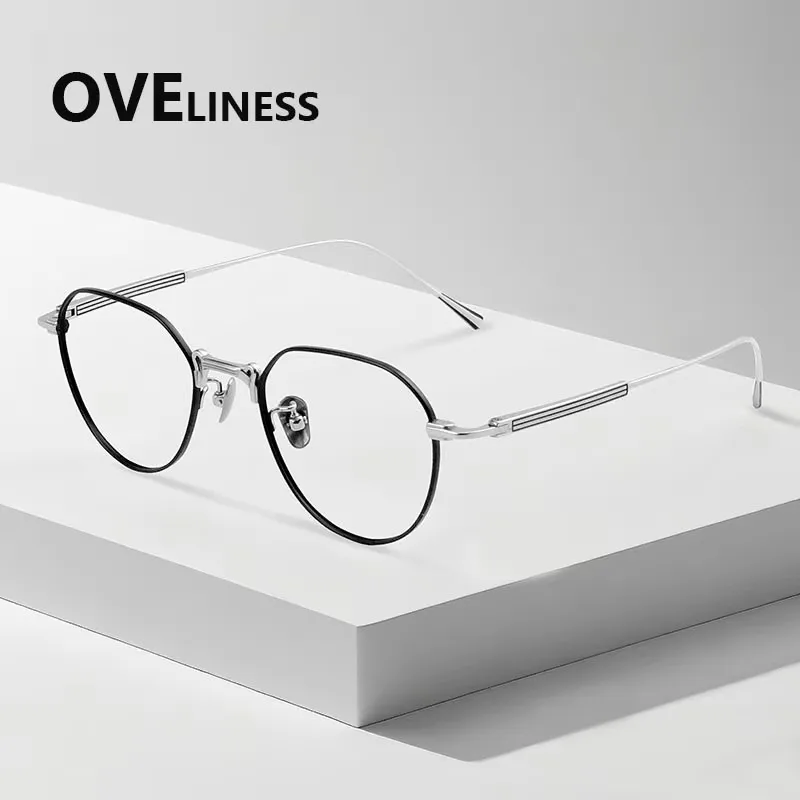 

Pure Titanium Glasses Frame Men Vintage Round Eyeglasses frames Women Eyewear Spectacles