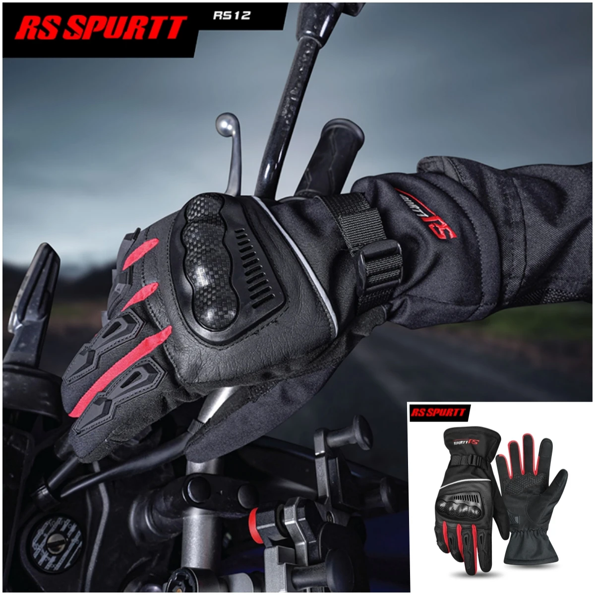 

RS Winter Waterproof Motorcycle Racing Gloves with Touch Screen for Motorcyclists Outdoor Riding Luvas