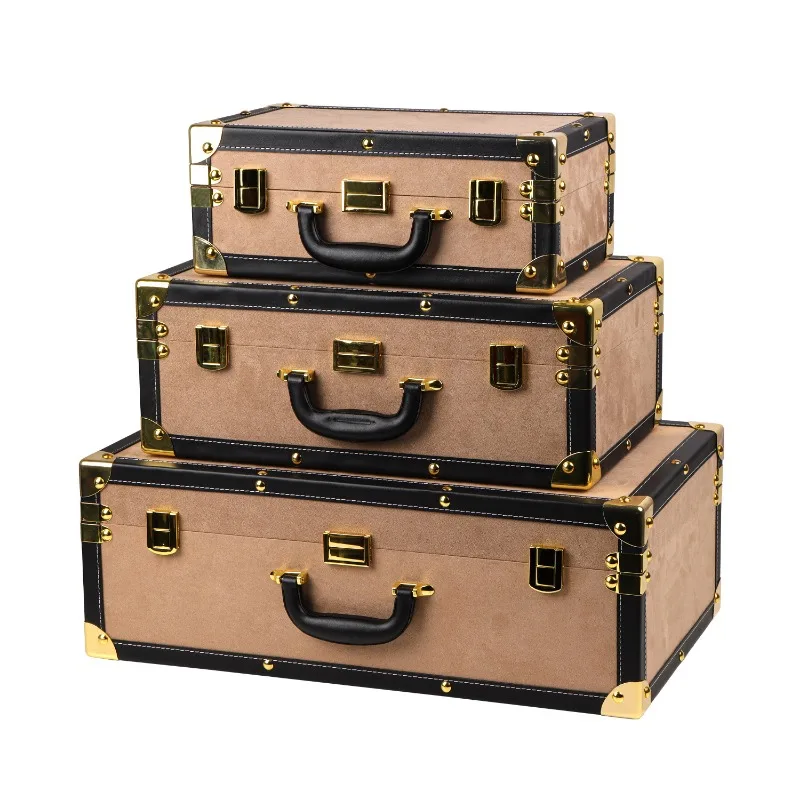 

Leather retro portable, storage box, leather velvet cloakroom, finishing box, storage box display, decorative box set.