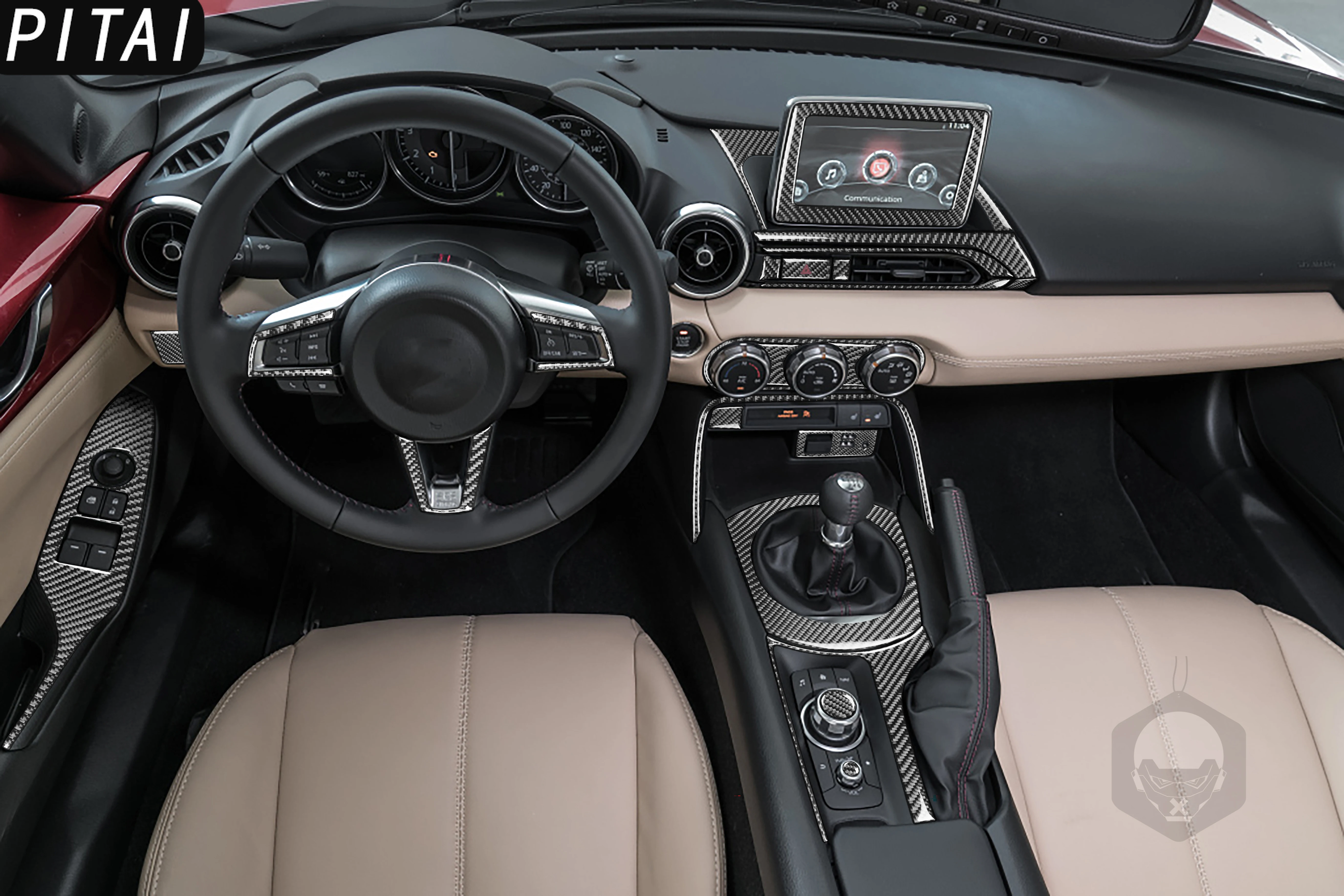 For Mazda MX5 Miata ND 2016-2023 Carbon Fiber Navi Gear Door Control Panel Trim Strips Interior Accessories Decoration Sticker