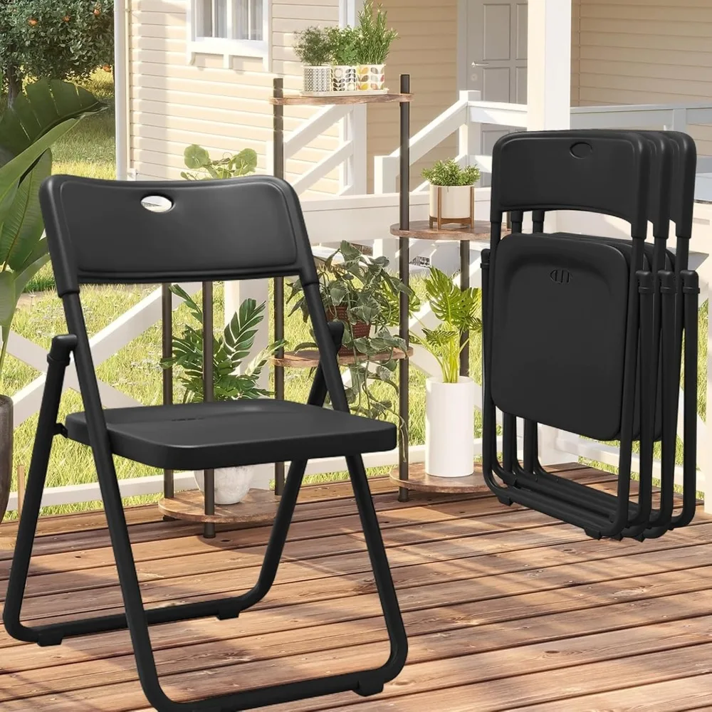 

YLGJ&TIDY 4 Pack Stackable Folding Chair, Plastic Portable Foldable Chair for Outside, Lightweight Folding Chairs with Ventilati