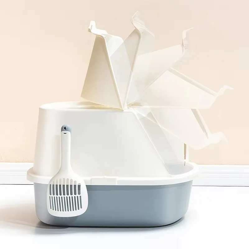 

Big Space Fully Enclosed Cat Toilet Eco-Friendly Engineering Plastic Hooded Hidden Cat Litter Box With Scoop