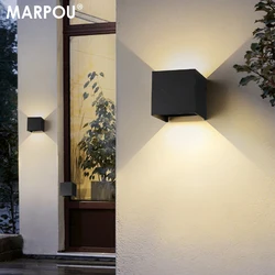 MARPOU Led Wall Lamp Outdoor/ Indoor Waterproof IP 65 Surface Mounted LED Up and Down Wall Light Porch Garden 9W AC 90-260V