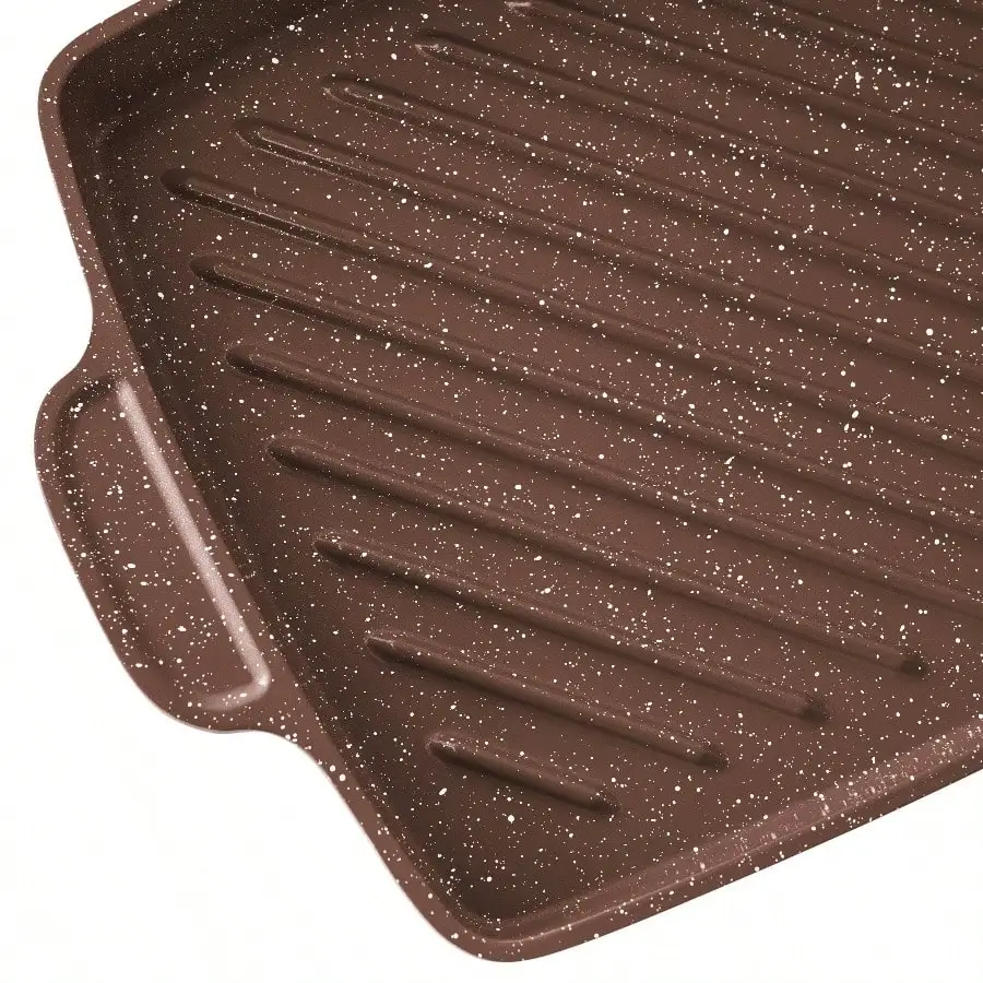 Wajan Panggang Aluminium Cor Brown Speckle Cowboy, 10 inci x 12 inci - Sudah Di-Pre-Seasoning & Distribusi Panas Merata