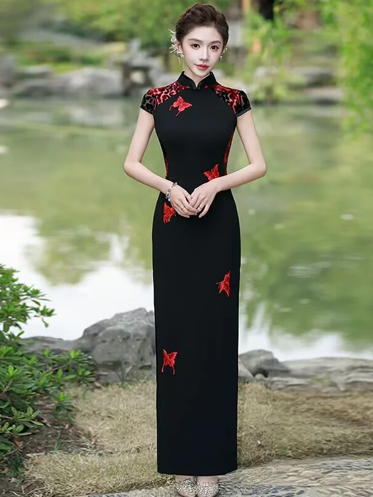 

Новое женское платье большого размера с удлиненным рукавом, дышащее, с цветочным узором