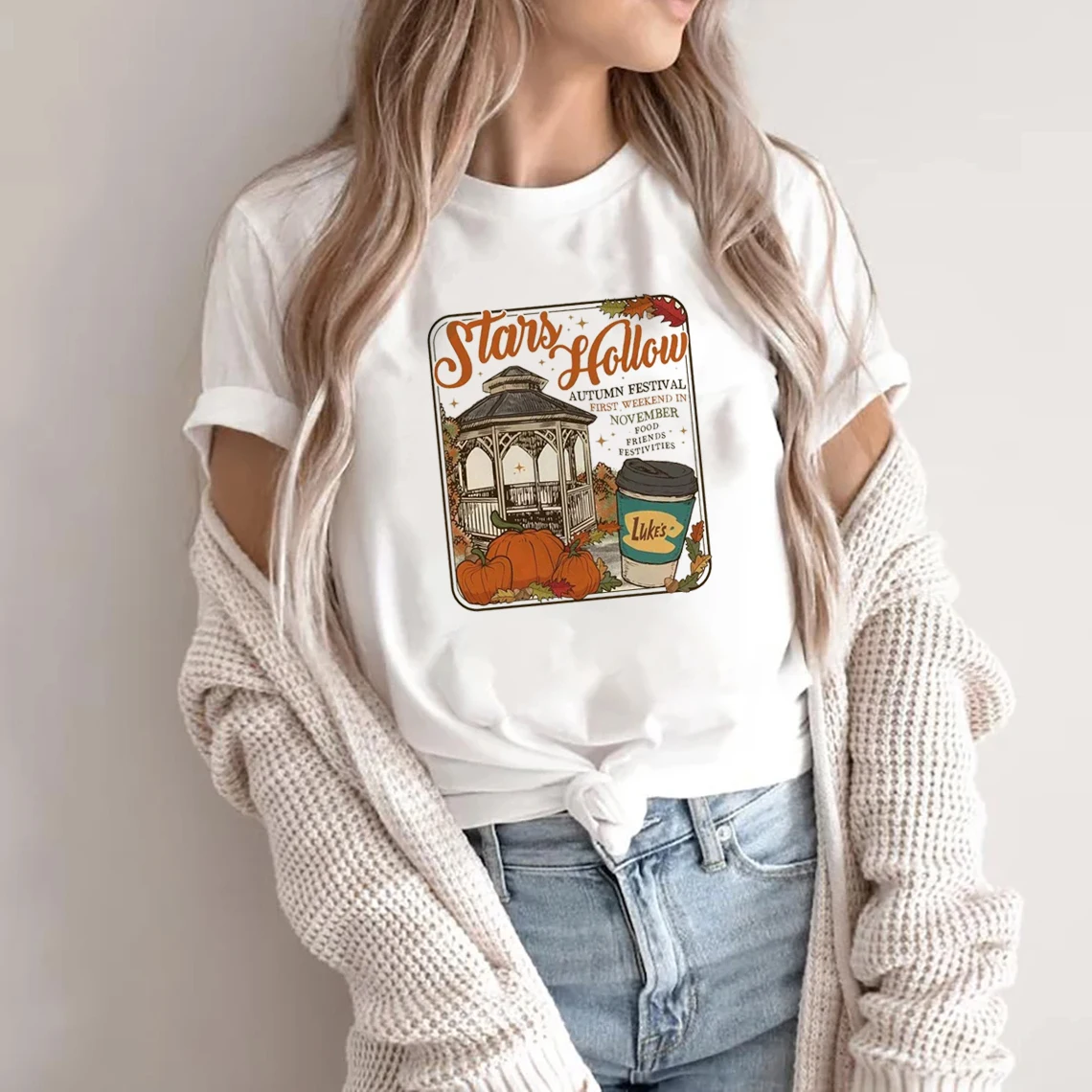 

Stars Hollow Shirt Gilmore Girls T-Shirt Retro Stars Hollow Connecticut Graphic Crew Neck Top Gilmore Girls Luke's Diner T-Shirt