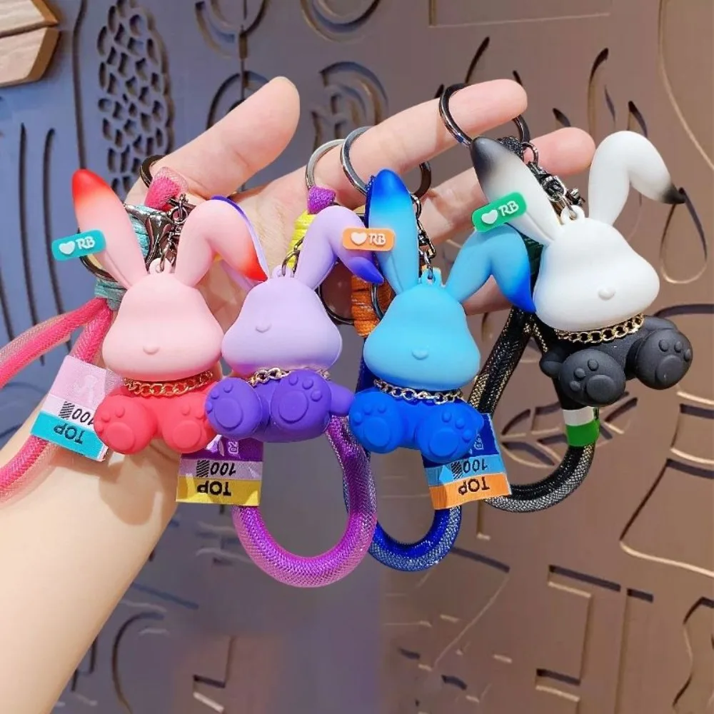سلسلة مفاتيح أرنب متدرجة عصرية للنساء من عام الأرنب، قلادة حقيبة ظهر رائعة لطيفة، حلية حلقة مفاتيح السيارة