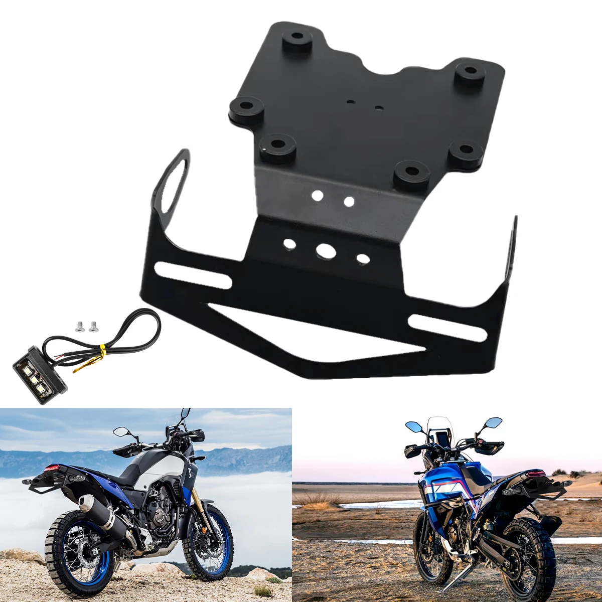 

For Yamaha Tenere 700 2019 2020-2023 Motorcycle License Plate Holder Fender Eliminator Registration Bracket With LED XTZ700