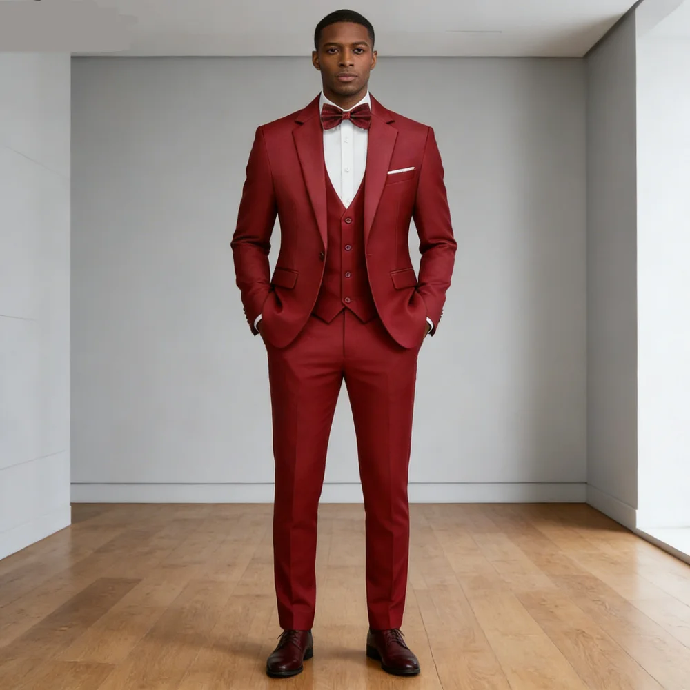 

Мужской элегантный повседневный однотонный пиджак, комплект из жилета и брюк, наряд для уличной певицы, английский стиль, свадебное выступление