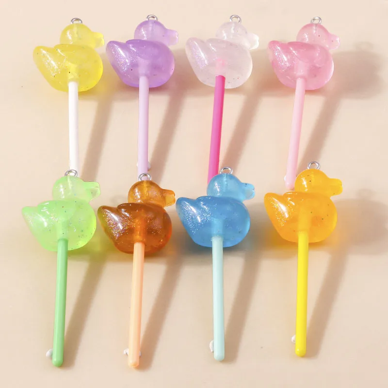 Leslie 10 Stück süße Süßigkeiten-Lutscher-Charms für baumelnde Ohrringe, Kawaii-Harz, Süßigkeiten-Lutscher-Anhänger, Schmuckherstellung, Zubehör – Detail 15