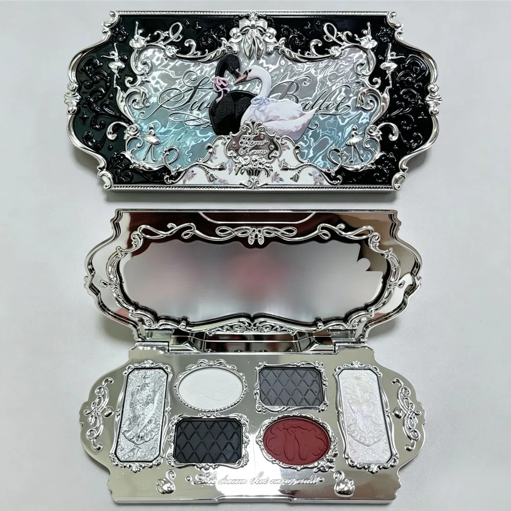 Exquisite Embossed Shell Matte Pearlescent Glitter Smoky Eye Makeup Flower Knows Swan Ballet Series 6 Color Eyeshadow Palette