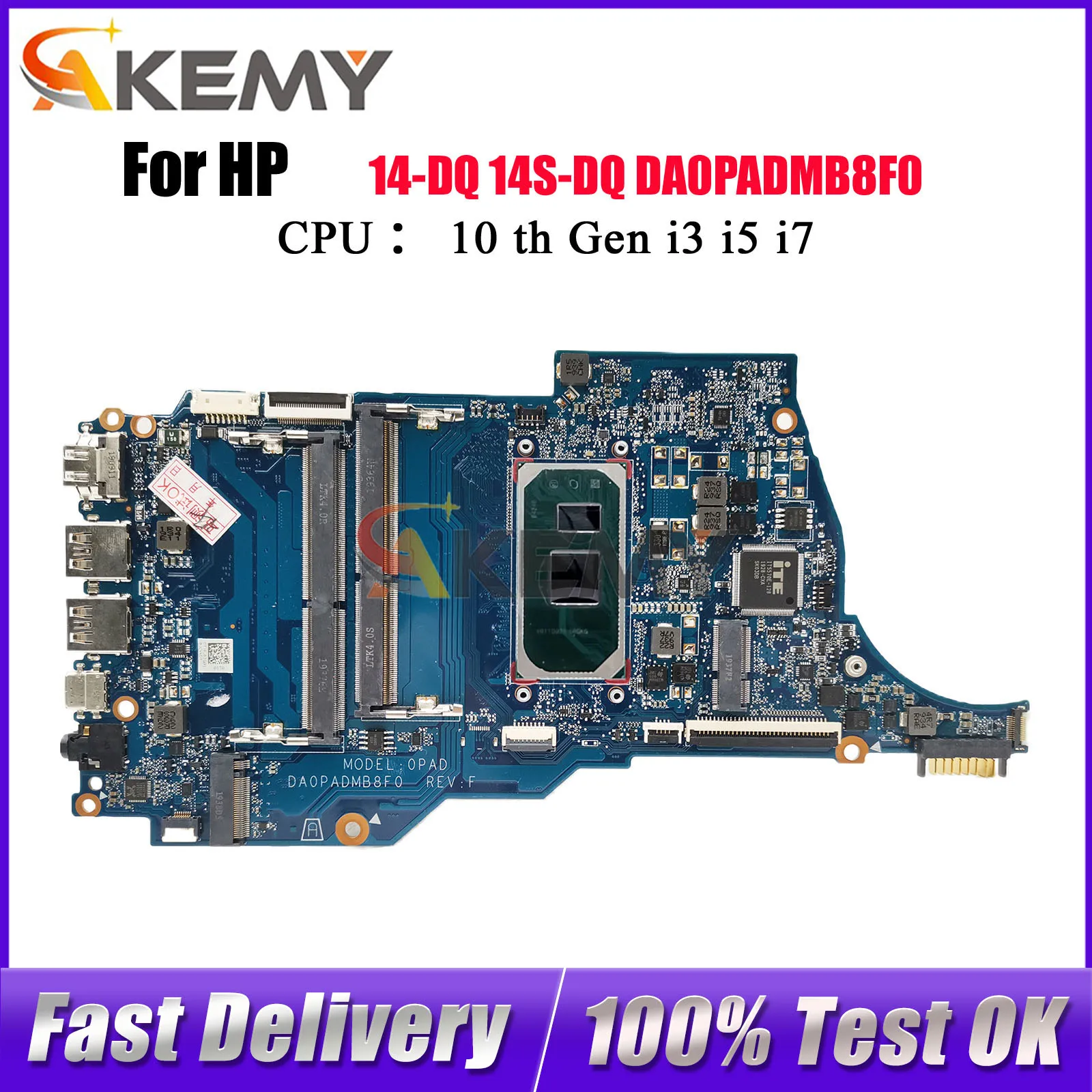 

DA0PADMB8F0 Laptop Motherboard For HP 14T-DQ 14-DQ 14S-DR With i3 i5 10th Gen CPU L88847-601 L88848-601 100% Fully Tested
