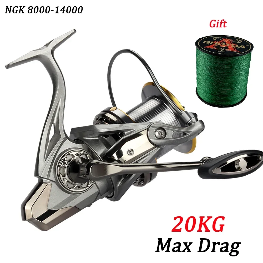 

NGK Big Fishing Reels 8000-14000 Series Spinning Reel Max Drag 20KG Powerful Saltwater Freshwater Carp Fishing Reel With PE Line