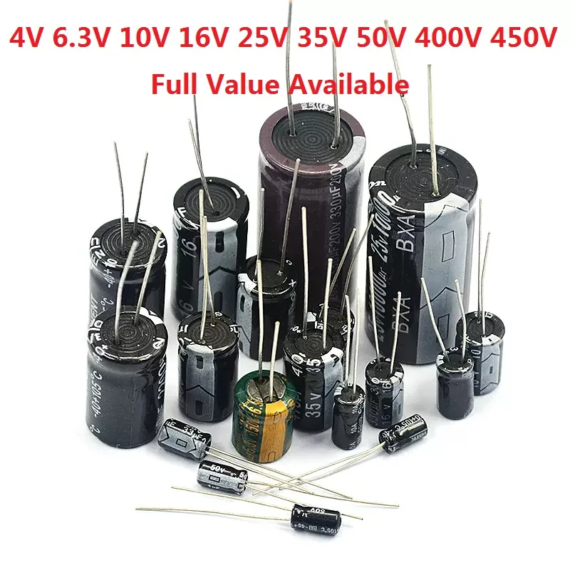 2-50pcs Aluminum Electrolytic Capacitor 6.3V 10V 16V 25V 63V 100V 400V High Frequency Low ESR 47UF 330UF 470UF 1000UF 2200UF 20%