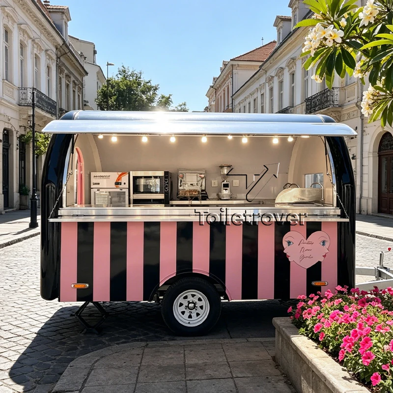 Wholesale Concession Food Trailer Vintage Container DOT CE Certified Food Truck Manufacturers Kebab Bbq Fast Food Cart with Hood
