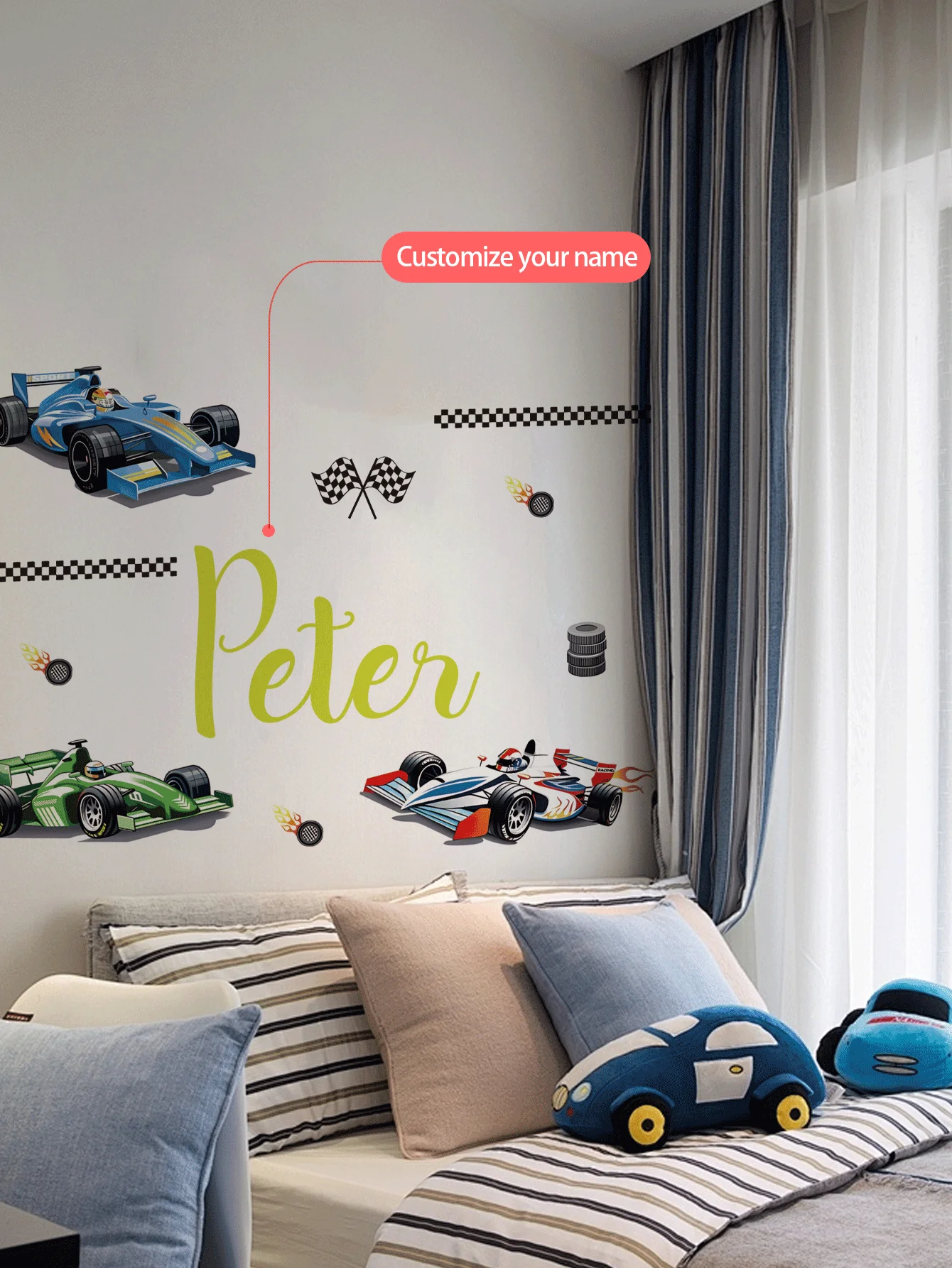 ملصق حائط مخصص [سيارة] تخصيص النص! مناسبة للمنزل والمكتب وغرفة الأطفال والمكان التجاري