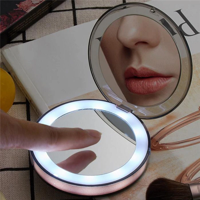 

L125 Light Mini Makeup Mirror 3 Times Magnifying Glass Travel Portable Induction Lighting Makeup Mirror Touch Lighting