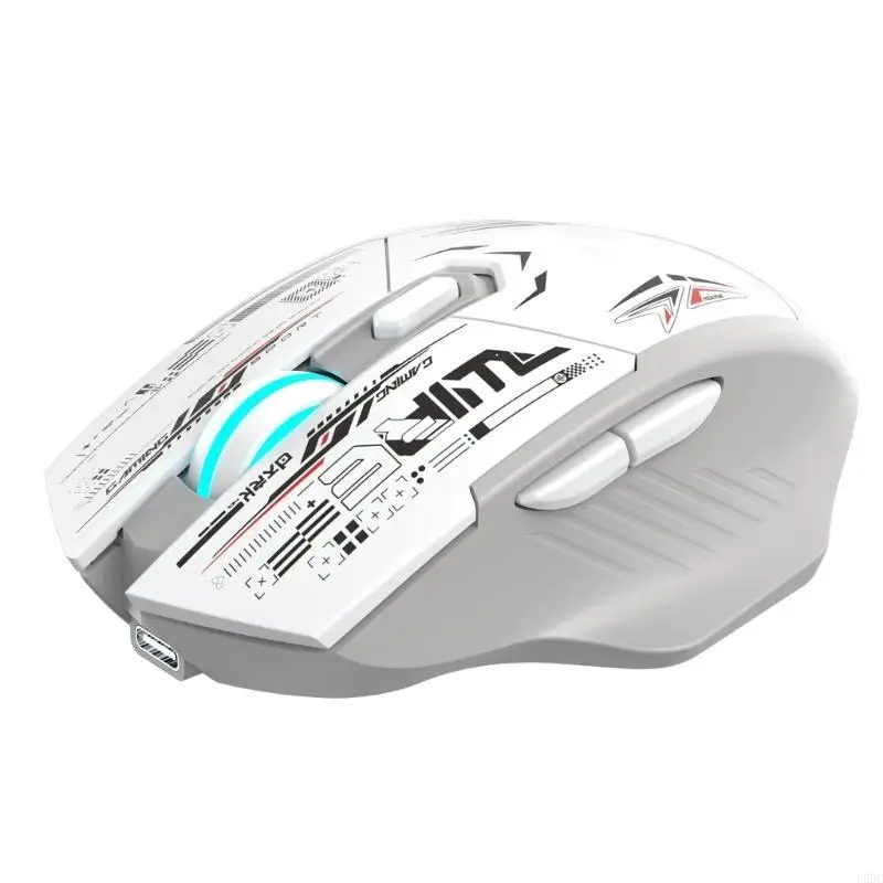 Mouse wireless ergonomico a doppia modalità con retroilluminazione a LED, compatibile con Bluetooth e 2,4 Ghz per giocatori professionisti