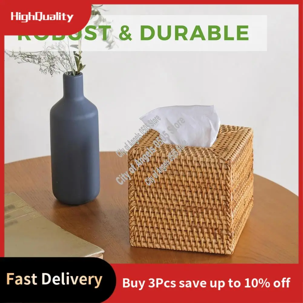 

COFA-ротанговая крышка коробки для салфеток, квадратный плетеный держатель ручной работы для салфеток для лица, для гостиной в ванной комнате, держатели для салфеток