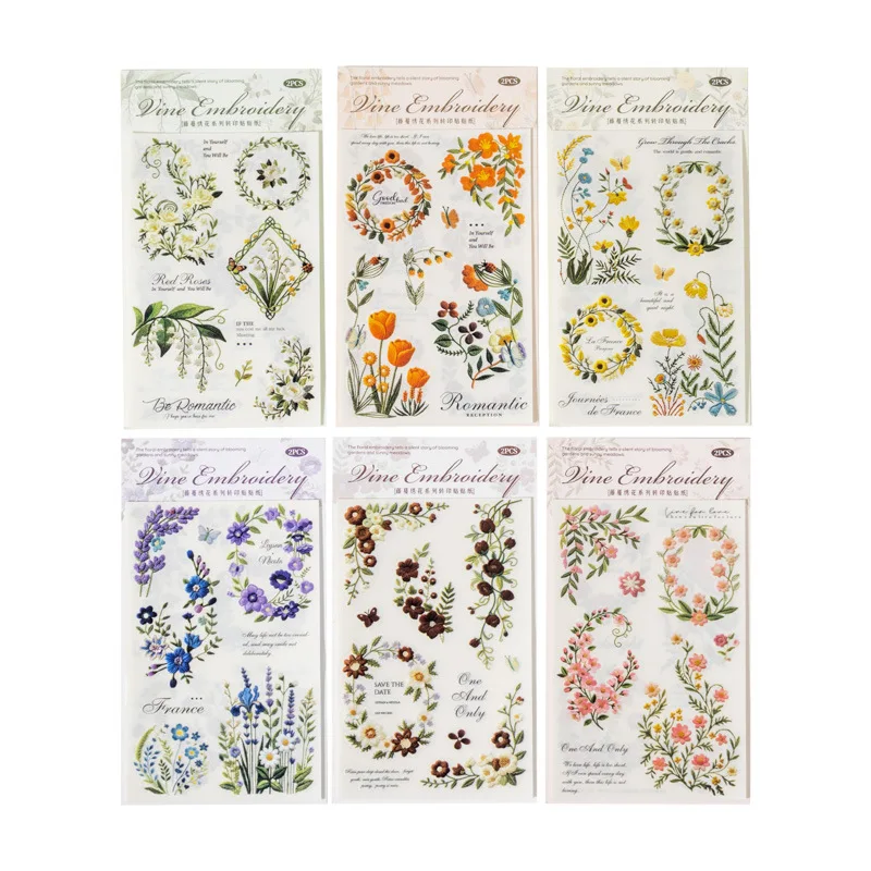 24sets Kawaii Stationery Stickers Vine embroidery DIY Craft Scrapbooking Album Junk Journal Happy Planner Diary