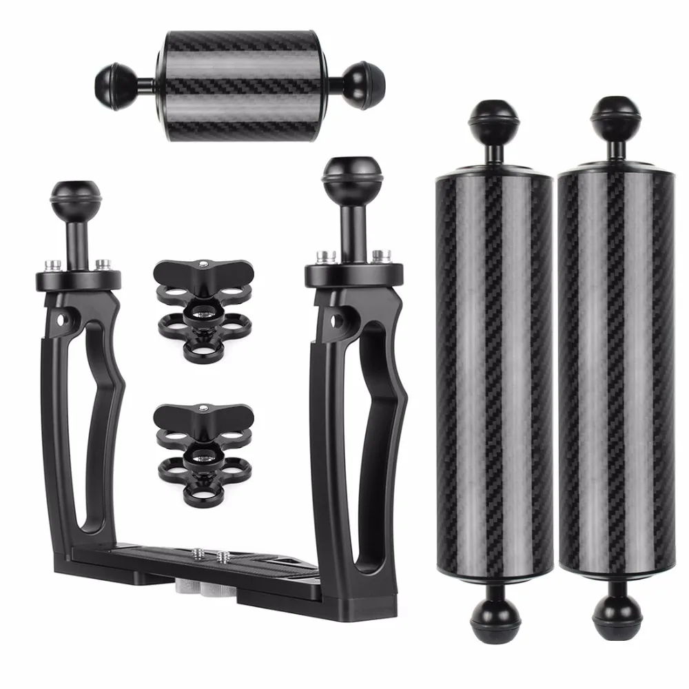 Tauchen DSLR Kamera käfig Dual Handheld Tray Halterung Buttery Clip Kohle faser Verlängerung sarm schwimmende Stativ halterung für Gopro 13 – Detail 14