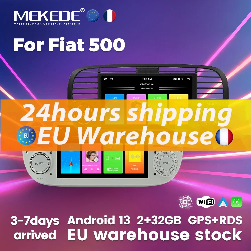 EU Warehouse Android12 Radio Car GPS Navigation Multimedia Player for FIAT 500 2007-2015 Car Radio Stereo Autoaudio Carplay Auto