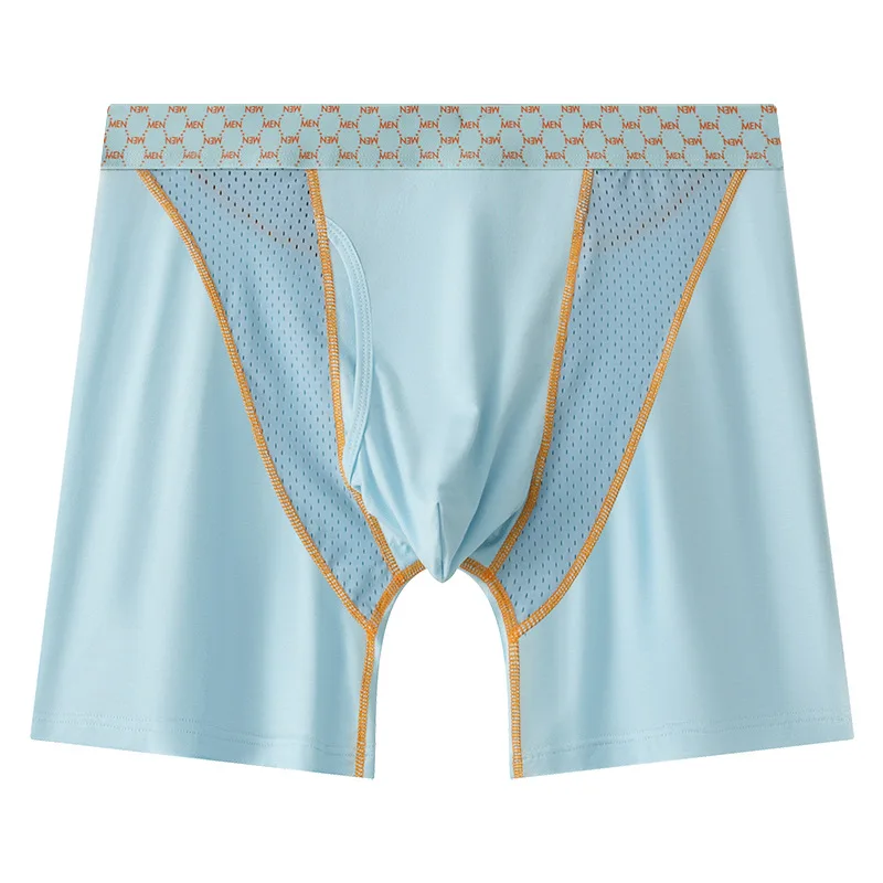 

Мужские шорты-боксеры из модала, сетчатые прозрачные дышащие свободные спортивные трусики, сексуальные выпуклые трусы со средней посадкой, быстросохнущие длинные плавки для ног