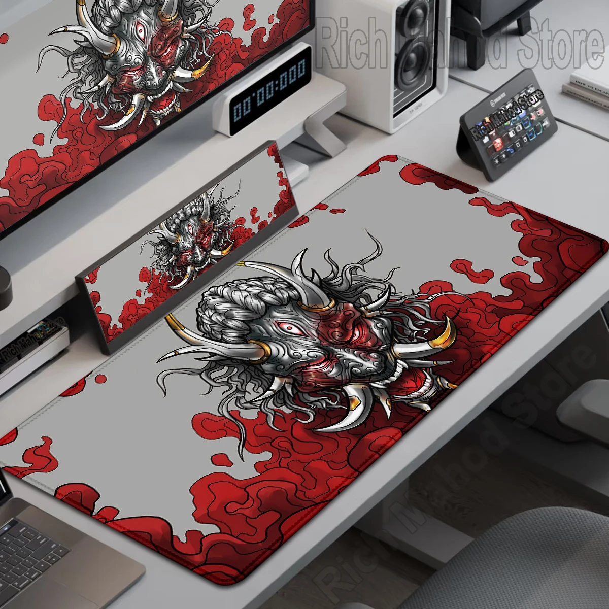 

Anime Mouse Pad Gamer Japanese Ghost Mask Desk Mat Large Mousepad Xxl Gaming Desk Accessories Computer Mouse Rug Laptop Carpet