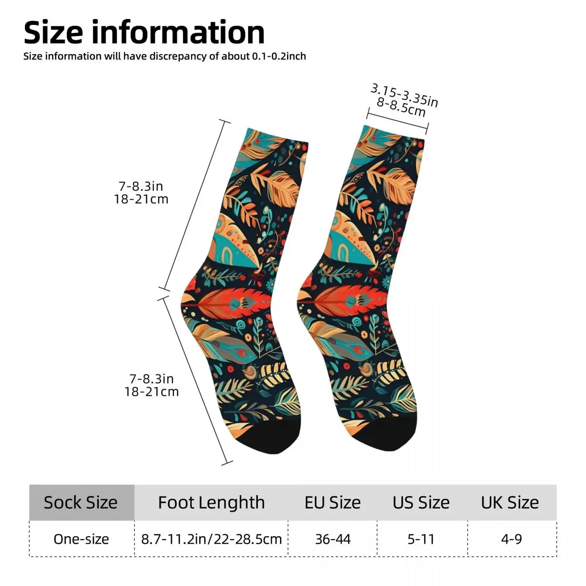 Indian Feathers Sock Printed Man Polyester