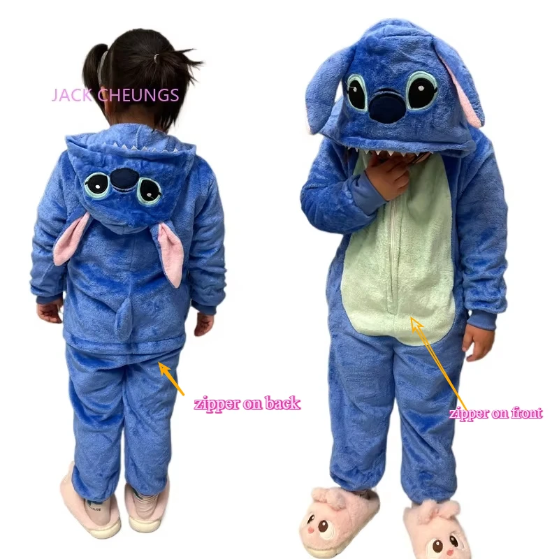 Blu Zipper Stitch Cosplay Anime Costume Onesies Pigiama Cartoon Anima Pigiama Bambini Ippopotamo Kigurumi Onesies Indumenti da notte