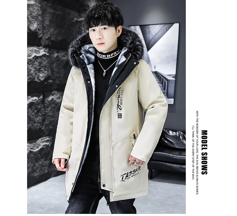 Winter männer Lange Unten Jacke Mode Männlichen Thermische Parkas Mäntel Casual Männer Klassische Pelz Kragen Warme Gepolsterte Jacken Kleidung 5XL – Detail 11