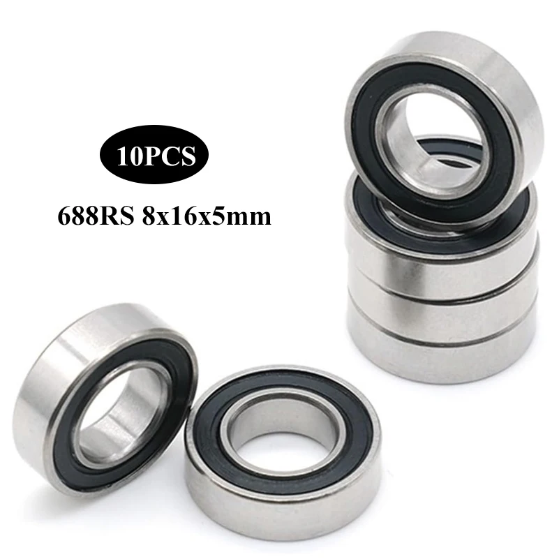 10Pcs 688RS Deep Groove Ball Bearings Bore 8mm 688-2RS Miniature Double Rubber Seal Bearings for 3D Printer Parts