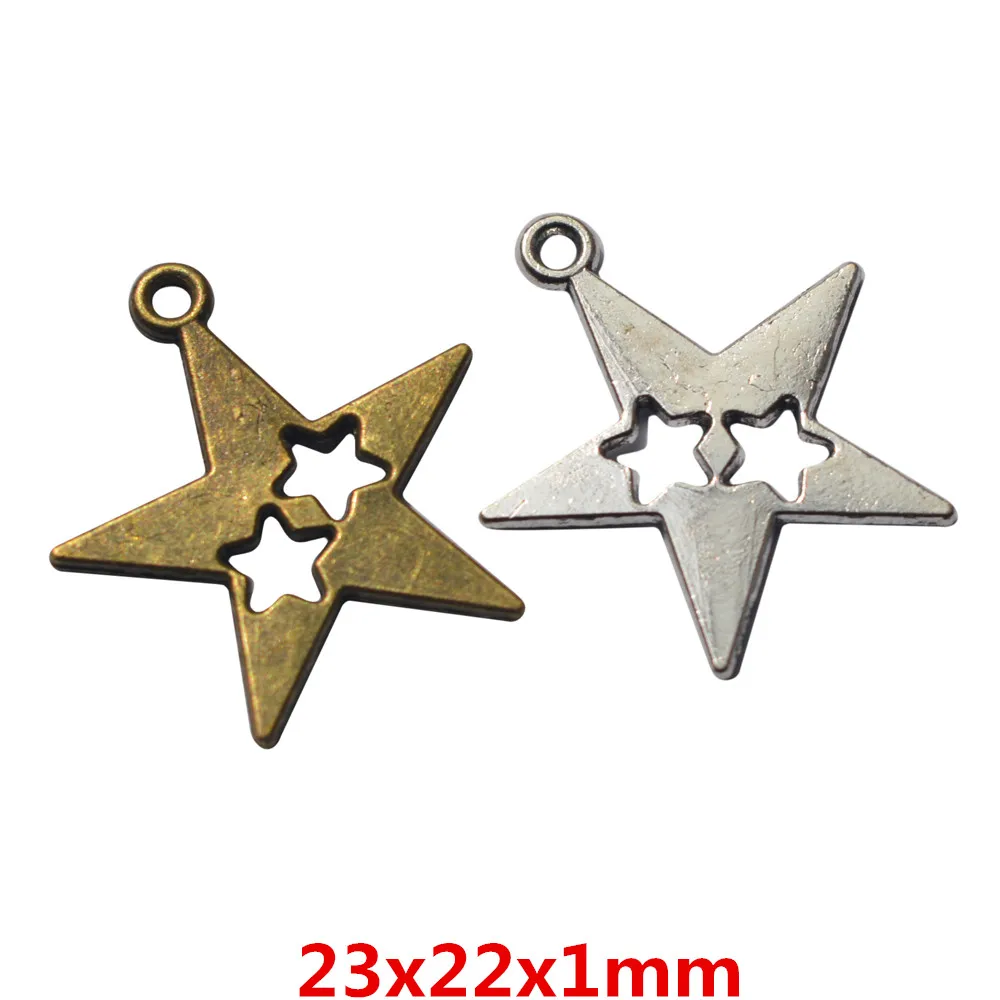 

50pieces (stars) vintage zinc alloy charm metal pendant DIY jewelry discovery making accessories 1559