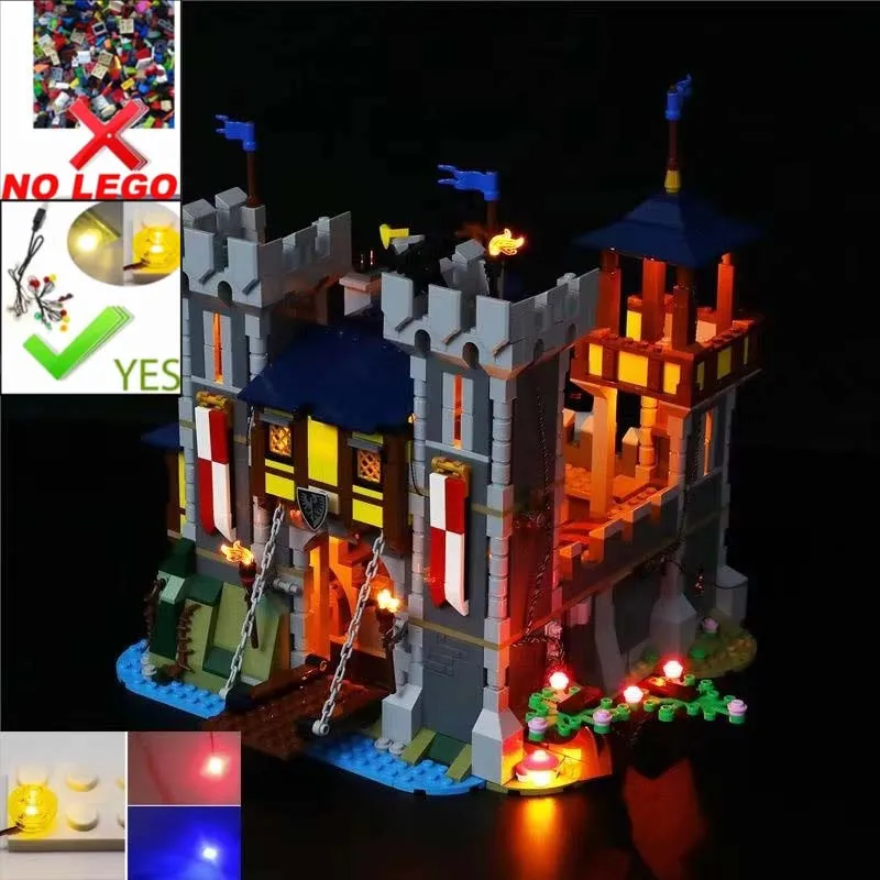 USB Light Kit for Lego Creator Medieval Castle 31120 Brick Building Blocks-(Not Included Lego Model)