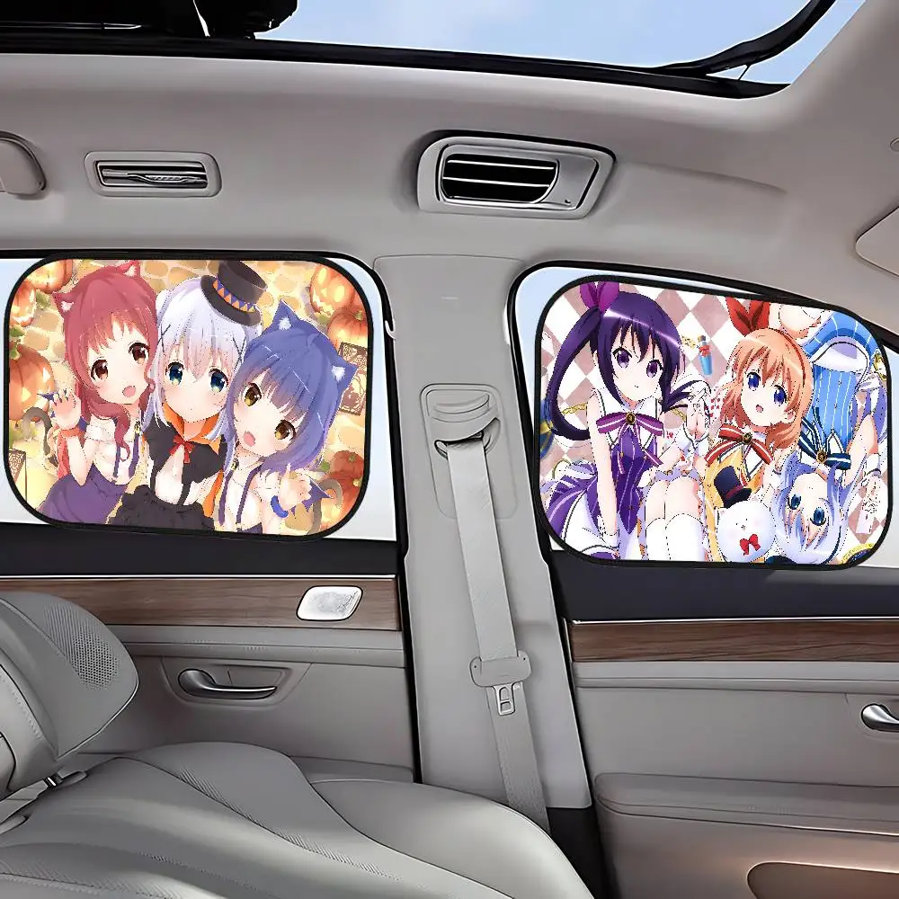 

Аниме I-Is The O-order A R-rabbit, универсальные солнцезащитные козырьки для боковых окон, защита от ультрафиолета, автомобильная занавеска, козырек от солнца на окно