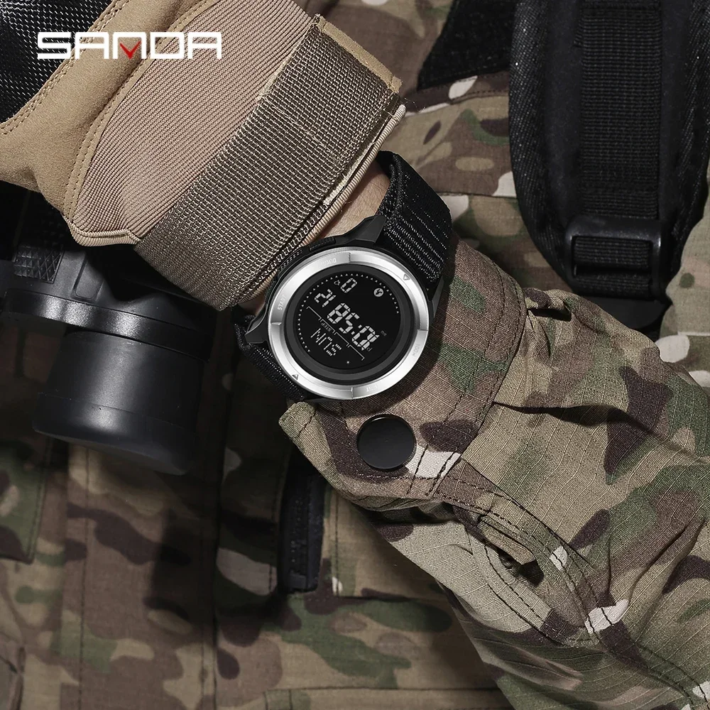 SANDA 2197 Men's Electronic Watch Sport Multi functional Night Light Waterproof Calendar Alarm Clock Casual Men's Digital Watch