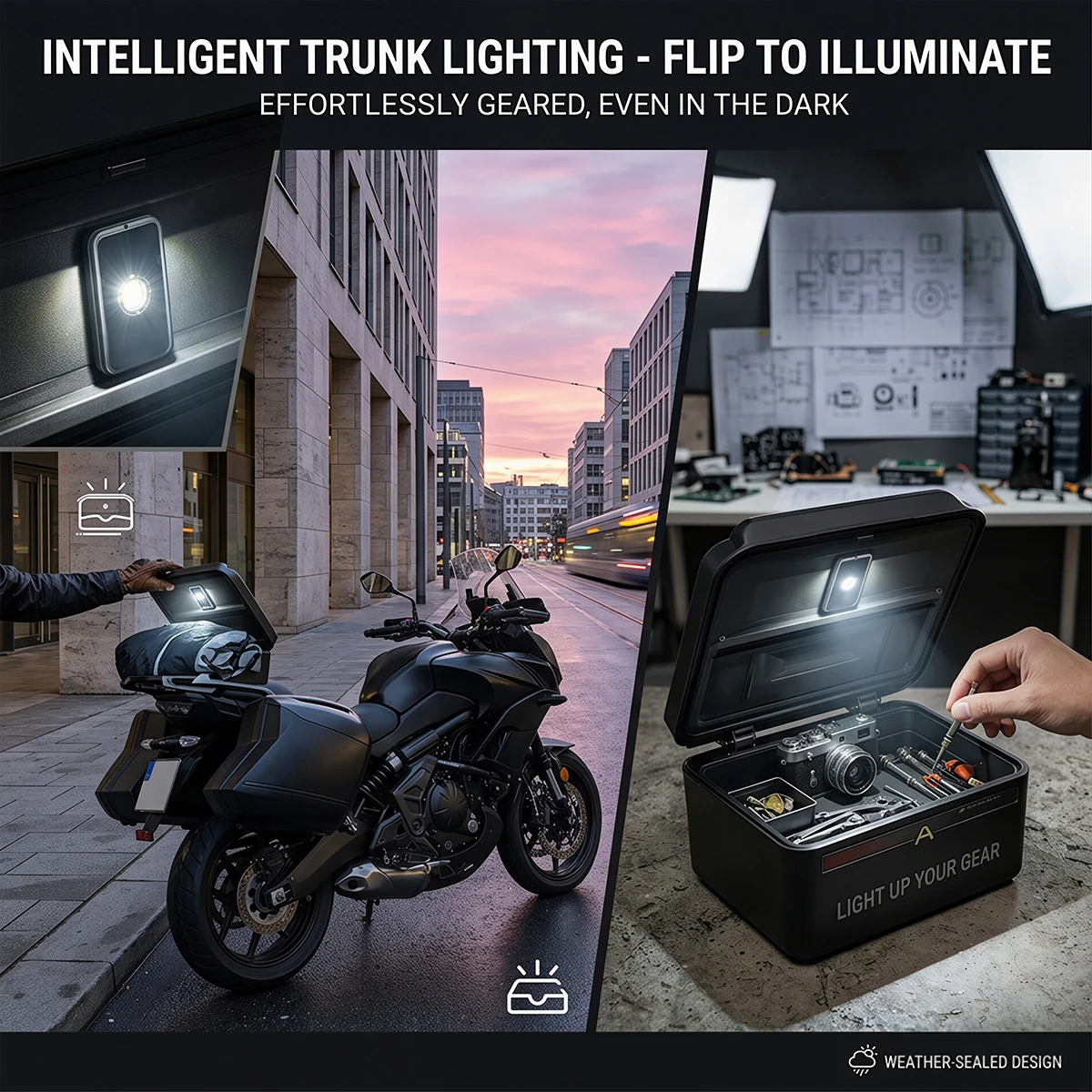 Automatic Sensor High Brightness LED Light Universal Motorcycle Trunk Car Armrest Box Fishing Tackle Storage Illumination Lamp view 6