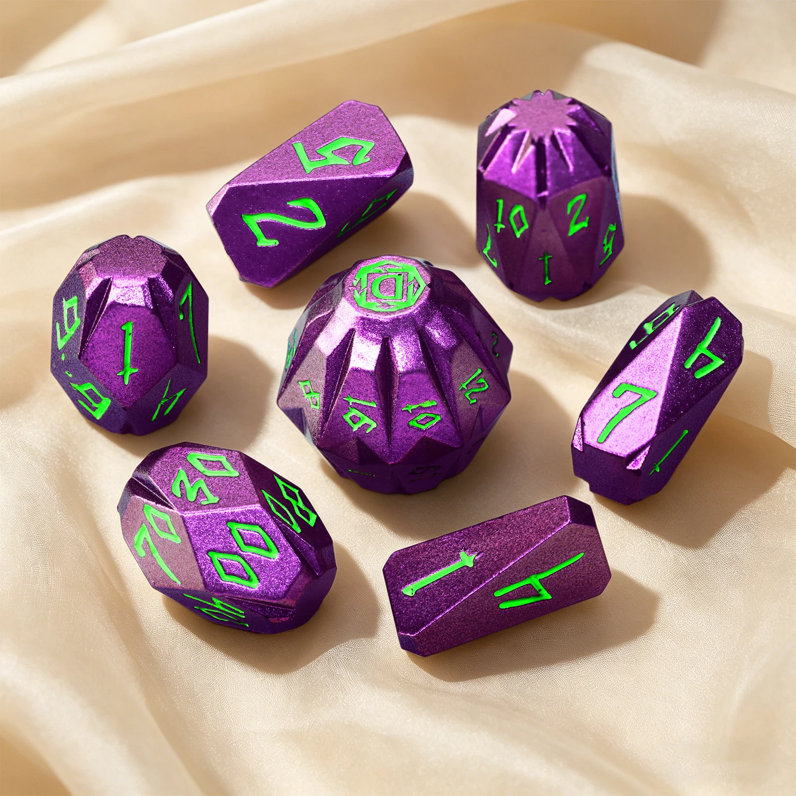 Purple Dice DND Metal Dice Set, Stonehenge RPG Dice For RPG Role Playing Game Cool & Mystical Dice Accessories